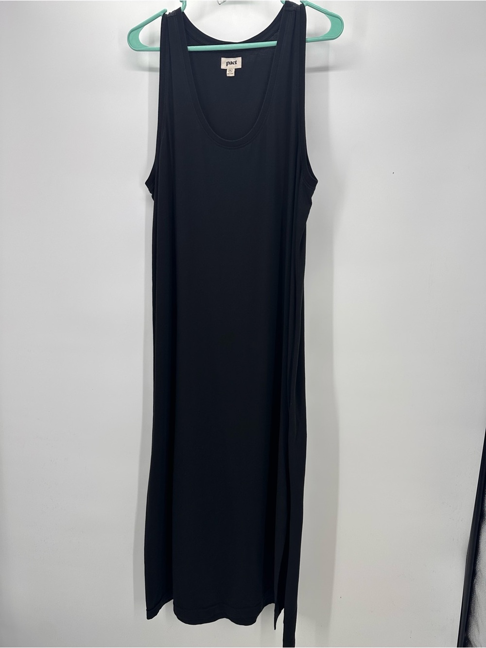 Black Sleeveless Scoop Neck Maxi Tank Dress by PACT with side slits